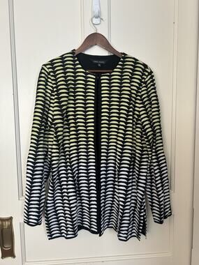 Ming Wang Textured Ombre Cardigan Womens SIze XL Yellow Black Classic Career